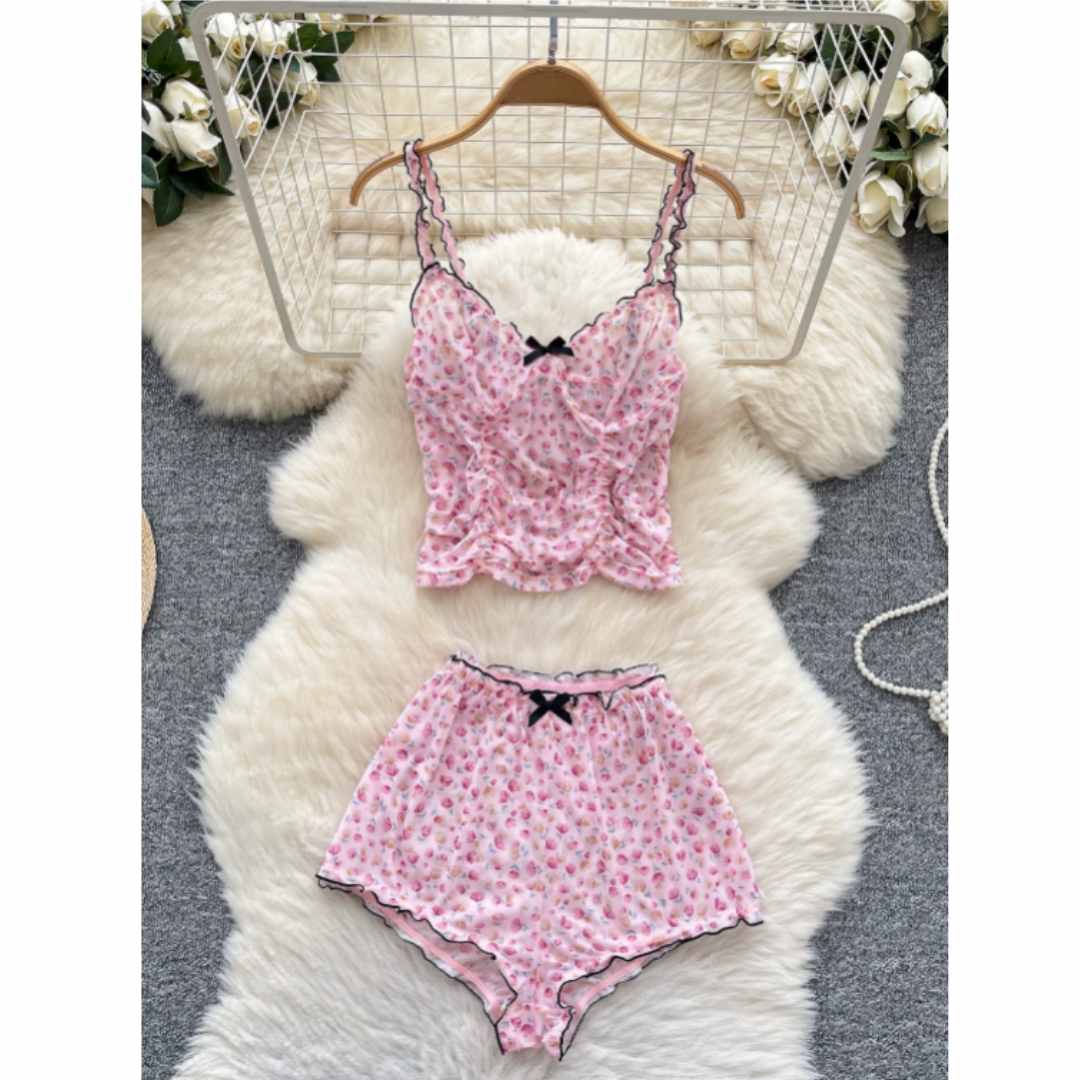 Romper Floral Print - Женские милые домашние костюмы с цветочным