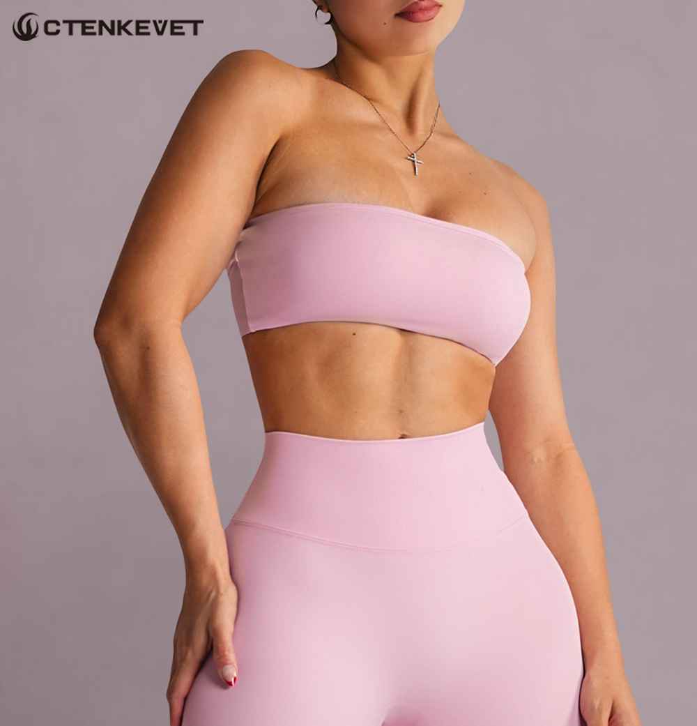 Crop Top Crochet - Спортивный бюстгальтер без бретелек, укороченный топ