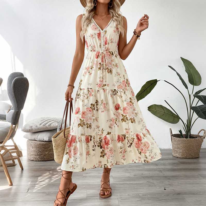 Midi Skirt Floral - Женское летнее пляжное платье миди без